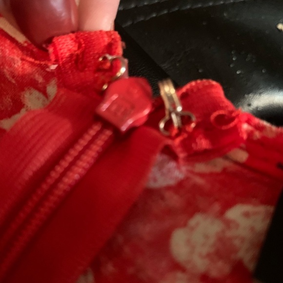 Lulus Garden Explorer Red Floral Print Mini Dress Long V Cut  Belted Sz XS - Picture 13 of 14